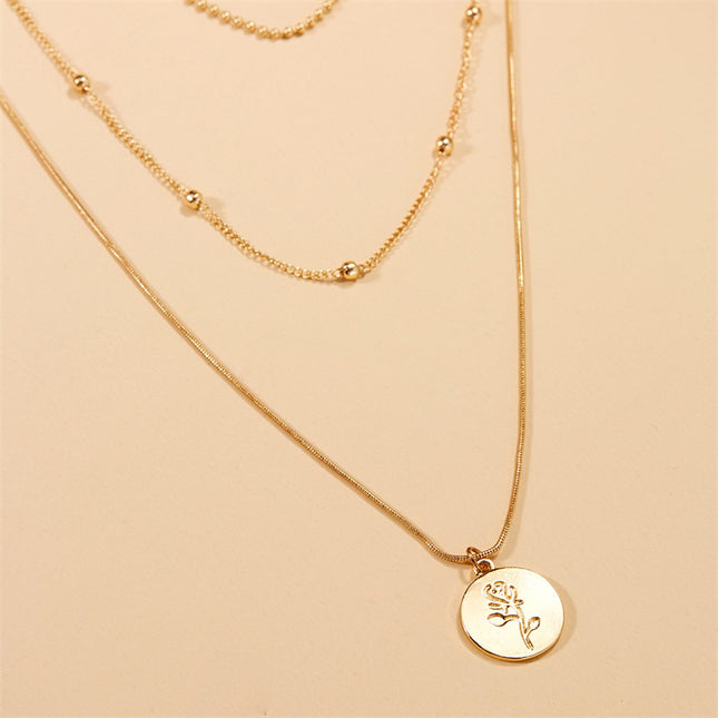 Women's Gold-Tone Multi-Layer Necklace with Circle Details