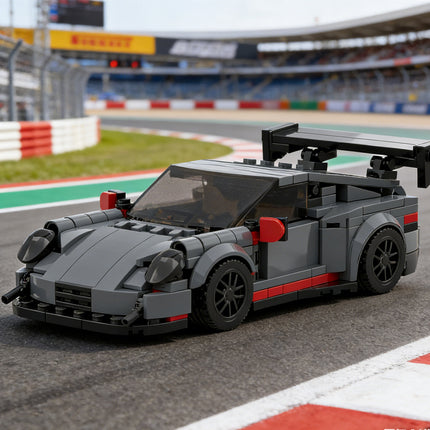 Gray Sports Car Building Blocks Set — 374-Piece Car Model