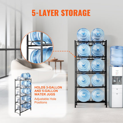 Industrial 10-Bay Water Jug Rack – Space-Saving Double Row Storage Station for Office, Gym & Warehouse