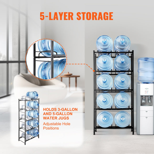 Industrial 10-Bay Water Jug Rack – Space-Saving Double Row Storage Station for Office, Gym & Warehouse
