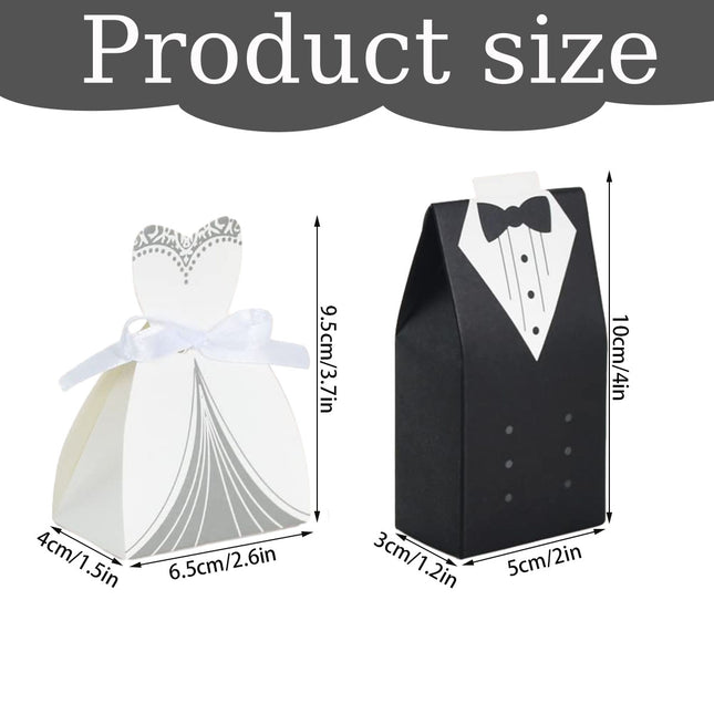 Elegant Wedding Tuxedo Gift Boxes with Bow Tie – Creative Groom Suit Favor Boxes for Candies & Sweets – 50/100 Pack Party Supplies