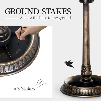 3-in-1 Garden Bird Bath & Feeder Pedestal – Large Water Basin with Built-in Flower Planter – Weather-Resistant Bronze Finish