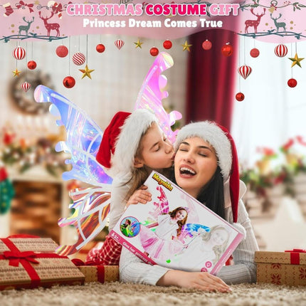 Dream Wings Electric Fairy Wings for Girls – Moving Butterfly Wings with LED Lights & Gradient Ribbons – Magical Glow Wings for Costume Parties & Play