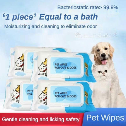Plant-Based Pet Wet Wipes for Dogs & Cats – Unscented Deodorizing Wipes for Paws, Butt, Ears & Eyes – Hypoallergenic & Gentle Daily Cleaning Wipes