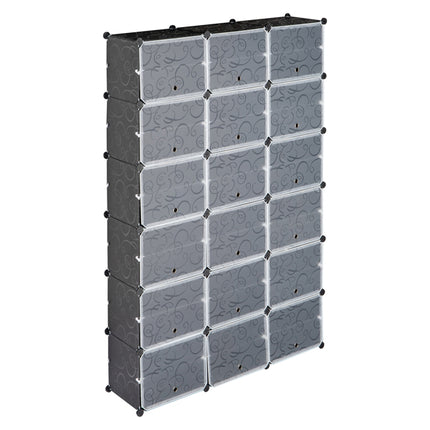 36-Compartment Modular Shoe Storage Cabinet – 12-Tier Extra Large Shoe Box Organizer with Dustproof Doors – Stackable Plastic Shoe Rack for 36+ Pairs