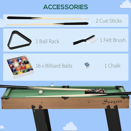55" Portable Folding Billiard Table – Full Set with Cues, Balls & Rack – Space-Saving Pool Table for Home, Office & Game Room