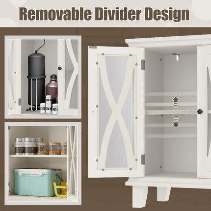 20 Gallon Fish Tank Stand with Built-in Power Outlets – Farmhouse Decorative Aquarium Cabinet with Storage – 4 AC & 2 USB Ports – Beige Pet Habitat Furniture