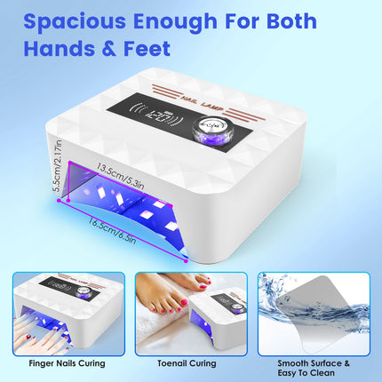 120W Cordless UV LED Nail Lamp – Rechargeable Gel Nail Dryer with 30 LED Beads – Professional Nail Curing Light for Salon & Home