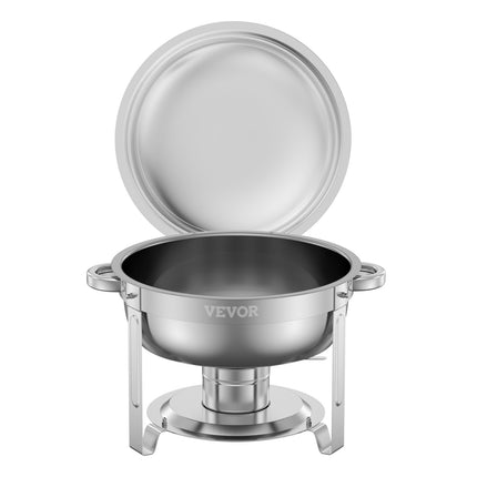 ProServe™ 5QT Round Chafers – 2-Piece Stainless Steel Catering Set for Parties, Weddings & Buffets
