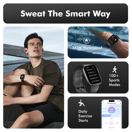 1.95" HD Smart Watch with Bluetooth Calling – Heart Rate, SpO2 & Sleep Monitor – 3ATM Waterproof Fitness Tracker for Android & iOS