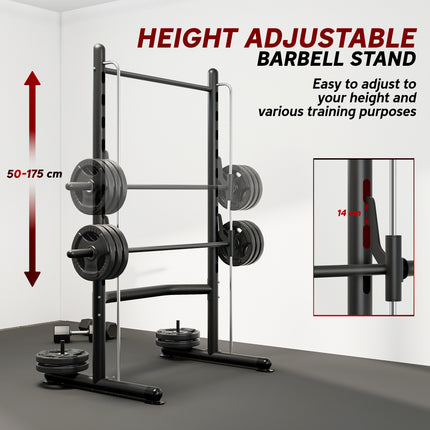 Multi-Function Half Squat Rack with Pull-Up Bar – Adjustable Bench Press Station & Barbell Holder – Heavy-Duty Strength Training Rack