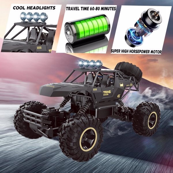 4DRC Rock Track Off-Road RC Crawler – 4WD Rechargeable Monster Truck – All-Terrain Remote Control Climbing Car for Kids & Adults