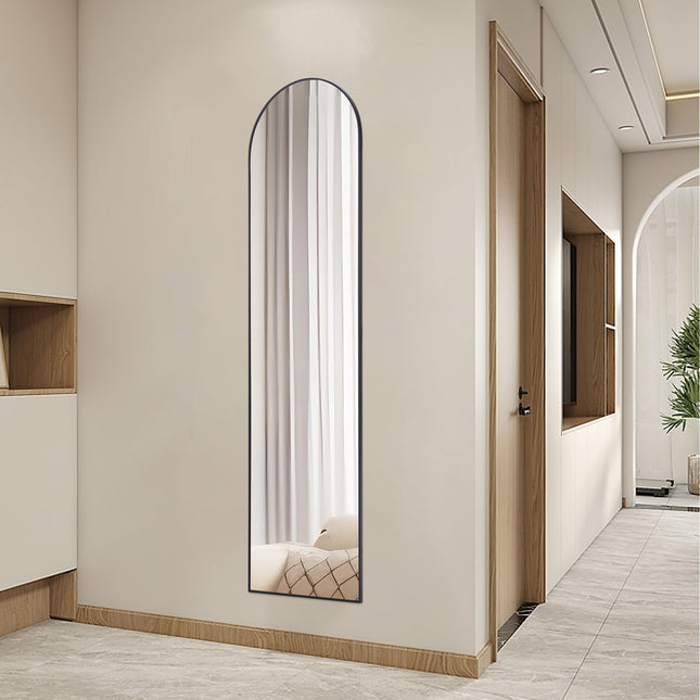 Modern Full Length Floor Mirror – 64" x 21" Aluminum Alloy Thin Frame Mirror – Standing, Leaning or Wall-Mounted Full Body Mirror