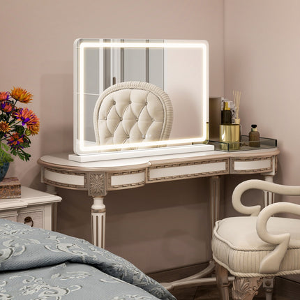 Ultra-Slim LED Vanity Mirror – Square Desktop Makeup Mirror with 3-Color Modes