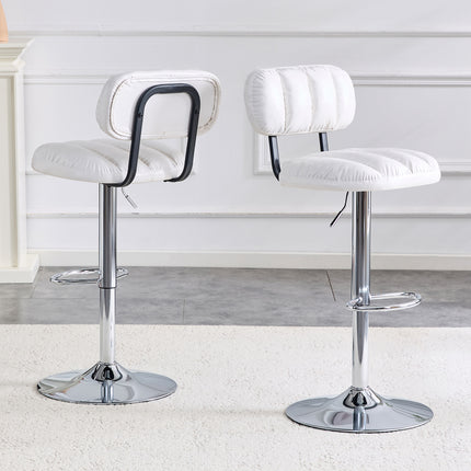 Adjustable Faux Leather Bar Stools with Chrome Base – Swivel Counter Height Chairs for Kitchen Island & Home Bar