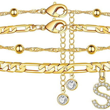 Initial ankle jewelry with a simple gold-plated letter detail