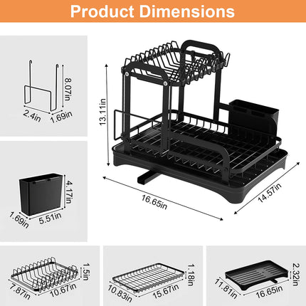 All-in-One 2-Tier Kitchen Dish Drainer – Multi-Functional Storage Rack for Bowls, Plates & Chopping Boards