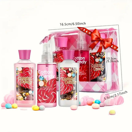 3-Piece Cotton Candy Bath & Body Care Set – Sweet Home Spa Gift Kit – Includes Body Lotion, Shower Gel & Fragrance Mist – Travel-Size Personal Care Gift