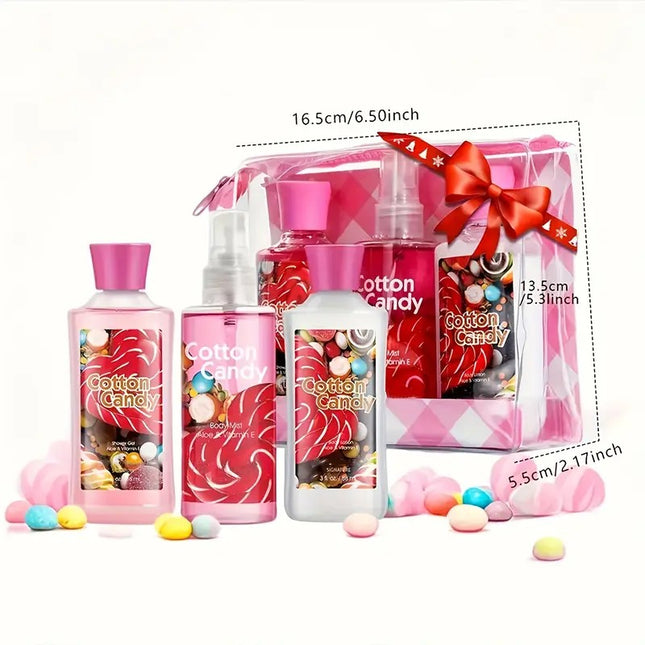 3-Piece Cotton Candy Bath & Body Care Set – Sweet Home Spa Gift Kit – Includes Body Lotion, Shower Gel & Fragrance Mist – Travel-Size Personal Care Gift