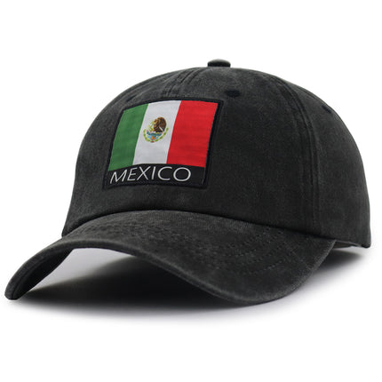 Mexican Flag Embroidered Baseball Cap – Breathable Cotton Sun Hat for Men and Women Outdoor Wear