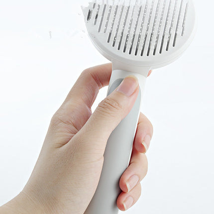 One-Click Self-Cleaning Pet Grooming Brush – Round Handle Deshedding Tool – Professional Slicker Brush for Dogs & Cats with Long or Short Hair