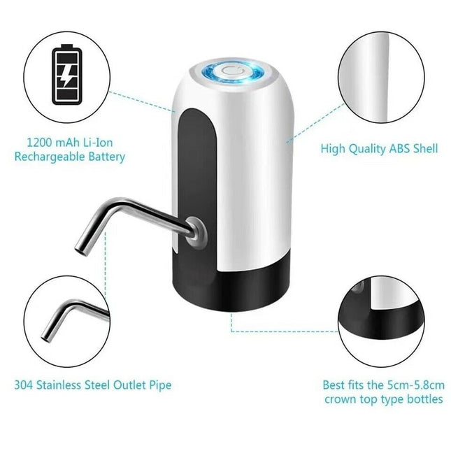 Electric Water Bottle Pump – Universal 5 Gallon Water Dispenser – USB Rechargeable Automatic Drinking Water Pump for Home, Office & Camping