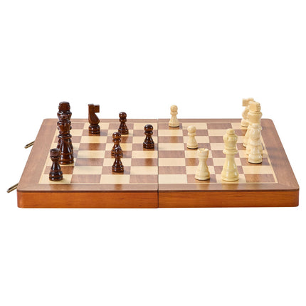 VEVOR 15" Magnetic Wooden Chess Set – 2-in-1 Chess & Checkers Combo – Folding Board with Storage Slots – Includes 2 Extra Queens – Professional Travel Set for Kids & Adults