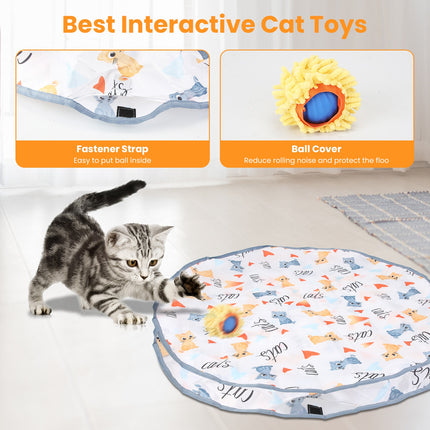 Smart Interactive Cat Ball Toy – Rechargeable Motion-Activated Rolling Ball with Pouch – Hide-and-Seek Mouse Catching Game for Indoor Cats