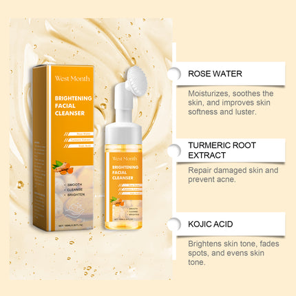 Turmeric facial cleanser designed for use with a brush head