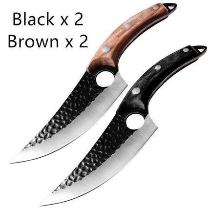 Hand-Forged Meat Cleaver & Boning Knife – High Carbon Steel Butcher Knife – Curved Skinning Knife for Hunting & Kitchen