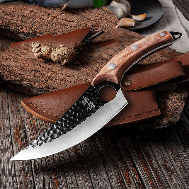Hand-Forged Boning Knife – High Carbon Steel Butcher Knife for Meat Cleaving – Full Tang Kitchen & Outdoor Camping Knife