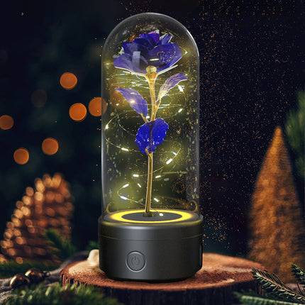 Eternal Rose in Glass Dome with Bluetooth Speaker – Romantic LED Luminous Flower Night Light – Perfect Valentine's Day & Anniversary Gift for Her