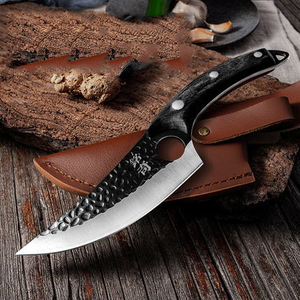Hand-Forged Boning Knife – High Carbon Steel Butcher Knife for Meat Cleaving – Full Tang Kitchen & Outdoor Camping Knife