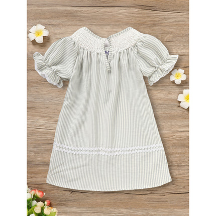 Baby Girl Easter Bunny Smocked Dress – Hand-Embroidered Rabbit & Carrot Party Outfit – Vintage Style Short Sleeve Spring Dress