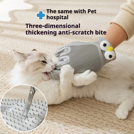 Enhanced Pet Grooming Glove – Gentle Deshedding & Massage Brush – Effective Cat & Dog Hair Remover Mitt for Long & Short Fur (Grey/Blue)
