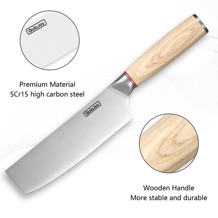 Qulajoy™ Japanese Vegetable Cleaver – High-Carbon Stainless Steel Chopping Knife with Wooden Handle