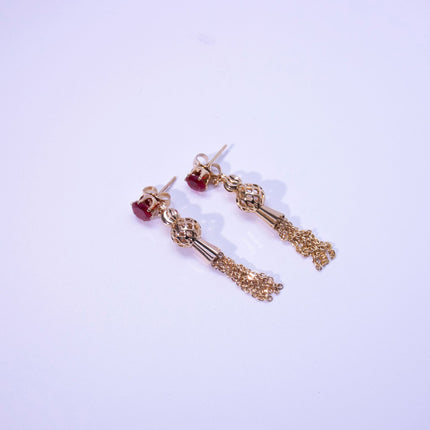 Gold-Plated Copper Tassel Drop Earrings for Women