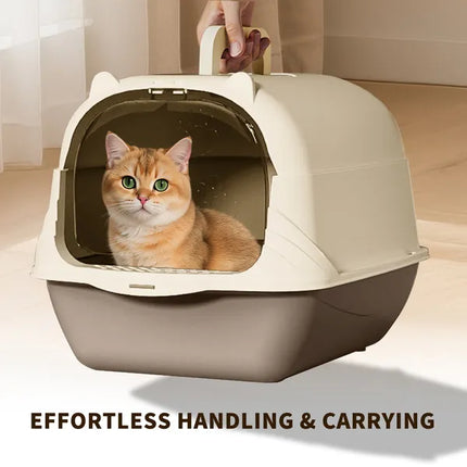 Portable Cat Litter Box with Carrying Handle – Large Capacity Travel Litter Pan for Road Trips, Foster Care & Small Spaces