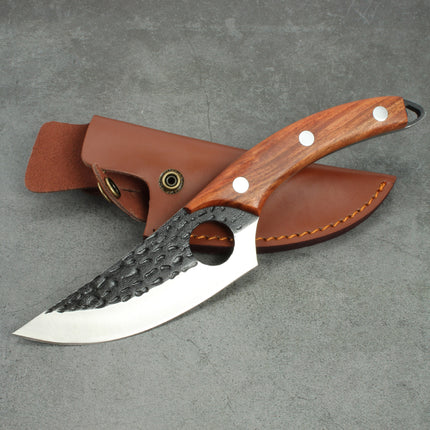 Hand-Forged Boning Knife – High Carbon Steel Butcher Knife for Meat Cleaving – Full Tang Kitchen & Outdoor Camping Knife