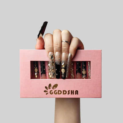 Eclipse Elegance™ Handmade Press-On Nails – Hand-Painted Designer Nail Art in 3 Sizes