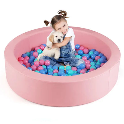 42-Inch Kids Round Foam Ball Pit – High-Density 25D Sponge Filling – Waterproof & Washable PU Leather Cover – Safe Indoor Soft Playpen for Toddlers