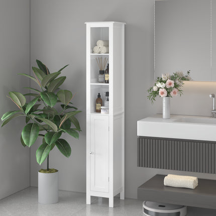Tall Slim Bathroom Storage Cabinet – Space-Saving Freestanding Linen Tower with Adjustable Shelves for Small Spaces & Kitchens