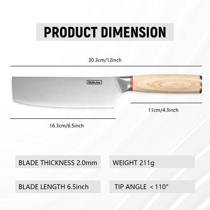 Qulajoy™ Japanese Vegetable Cleaver – High-Carbon Stainless Steel Chopping Knife with Wooden Handle