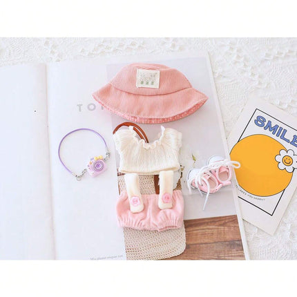 5-Piece Cute Labubu Doll Outfit Set – Adorable Hat & Shoes Clothes Kit for 15cm-17cm Plush Dolls – Trendy Doll Dress-Up Accessories