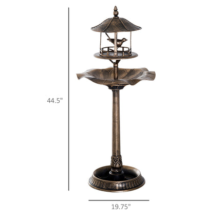 3-in-1 Garden Bird Bath & Feeder Pedestal – Large Water Basin with Built-in Flower Planter – Weather-Resistant Bronze Finish