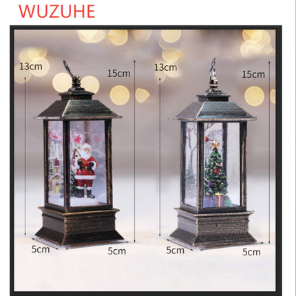 2025 Christmas Simulation Mini Oil Lamp – LED Flickering Flame Lantern with Hanging Loop – Portable Festive Night Light & Table Deco