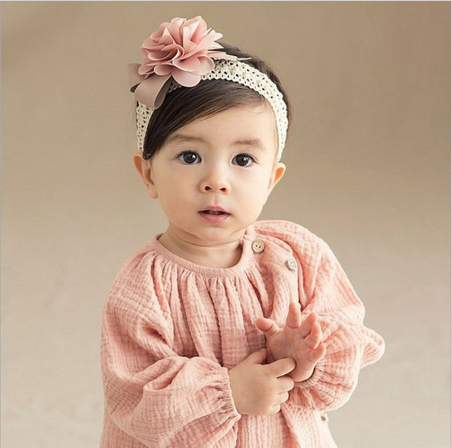 Vintage Baby Lace Headband – Elegant Floral Embroidery Hair Accessory – Soft Elastic Princess Headpiece for Newborns & Infants
