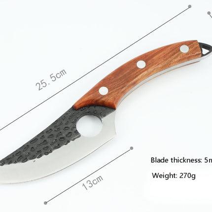 Hand-Forged Boning Knife – High Carbon Steel Butcher Knife for Meat Cleaving – Full Tang Kitchen & Outdoor Camping Knife