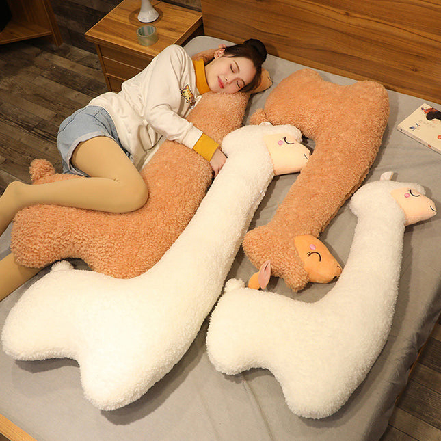 Giant Alpaca Plush Pillow – Ultra Soft Llama Stuffed Animal – Long Neck Hugging Body Pillow for Sleeping & Room Decor (White)