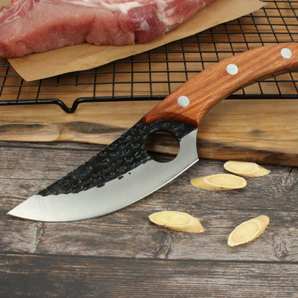 Hand-Forged Boning Knife – High Carbon Steel Butcher Knife for Meat Cleaving – Full Tang Kitchen & Outdoor Camping Knife